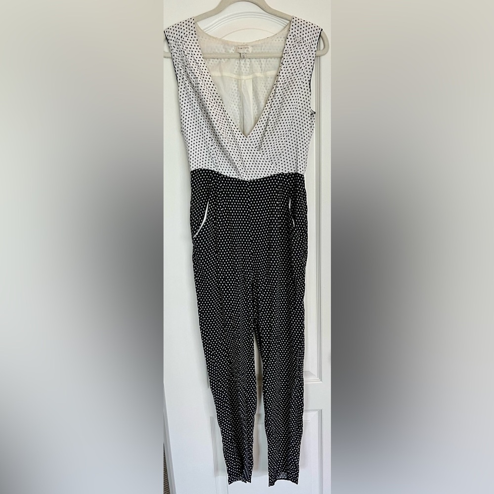 HARLYN Polka Dot Jumpsuit Navy & White size Medium